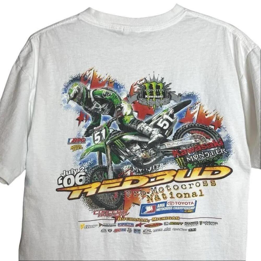 Motocross T-Shirt Mens Large White Mx Moto Racing Dirt Bike Redbud